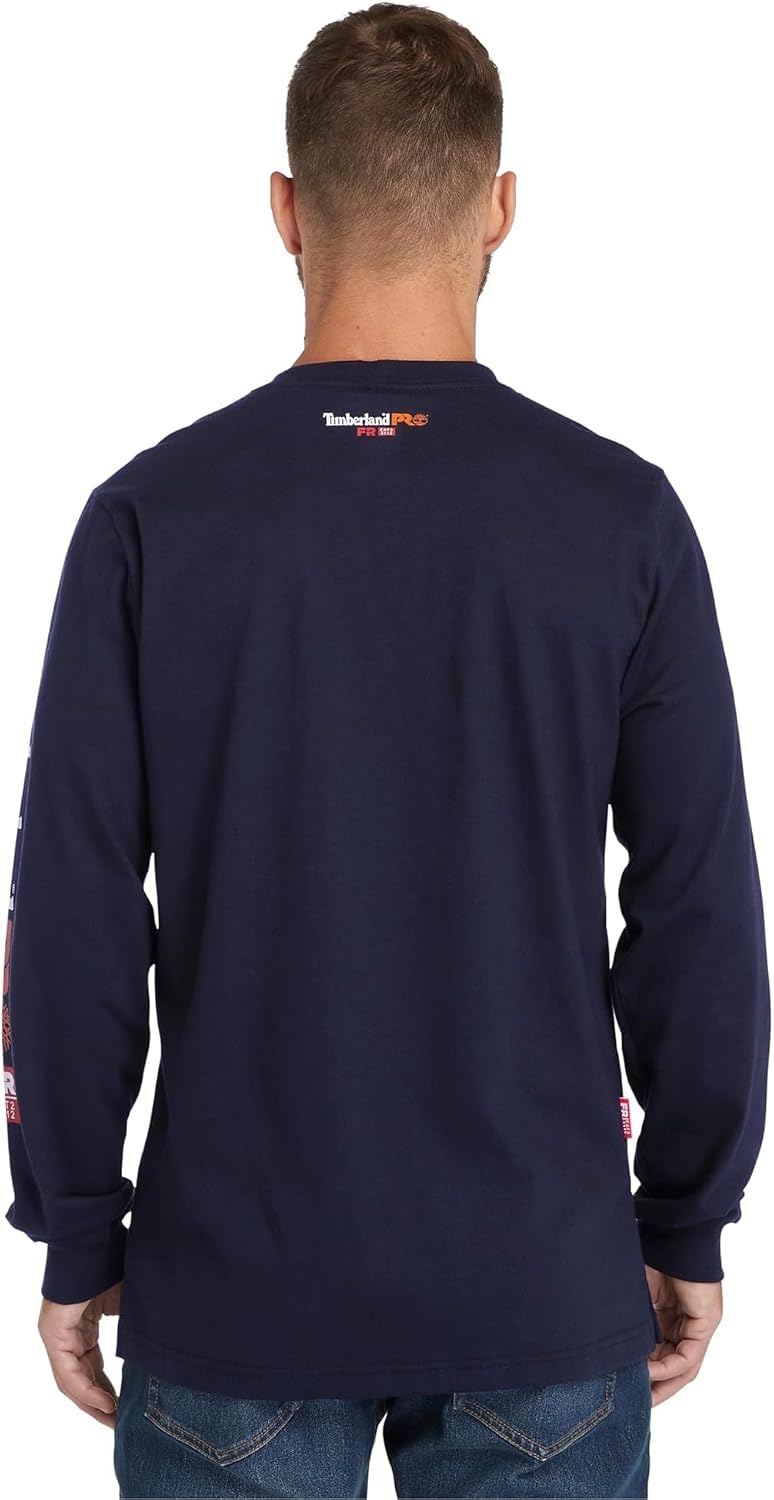 Timberland PRO Men’s Fr Cotton Core Long-Sleeve Pocket T-Shirt(Navy)