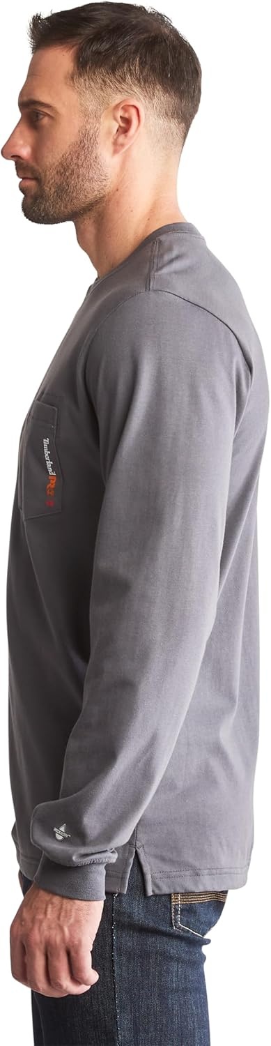 Timberland PRO unisex-adult mens Fr Cotton Core Flame Resistant Long-sleeve Pocket T-shirt(Charcoal)