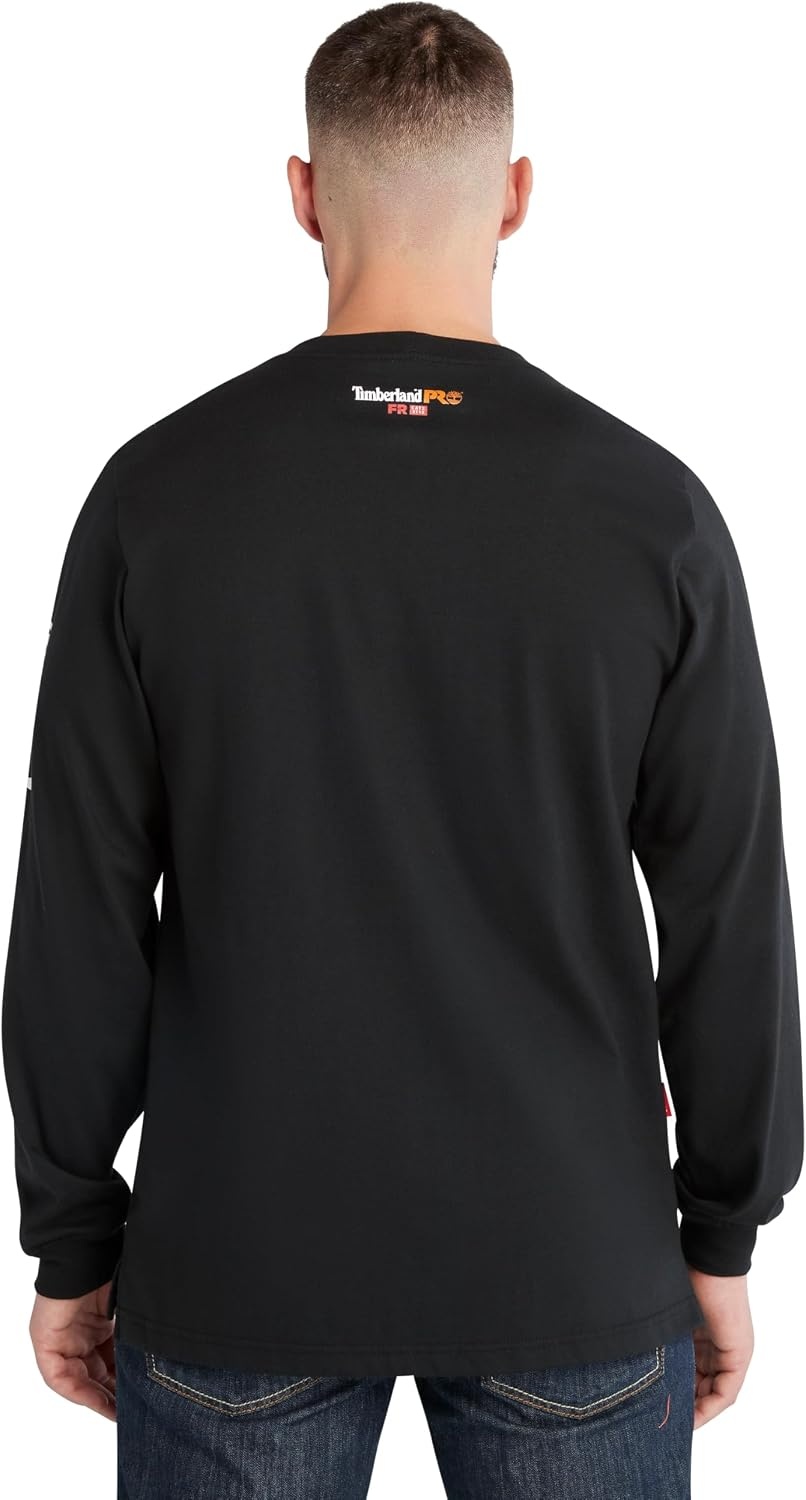 Timberland PRO Men’s Fr Cotton Core Flame Resistant Long-Sleeve Logo T-Shirt(Black)