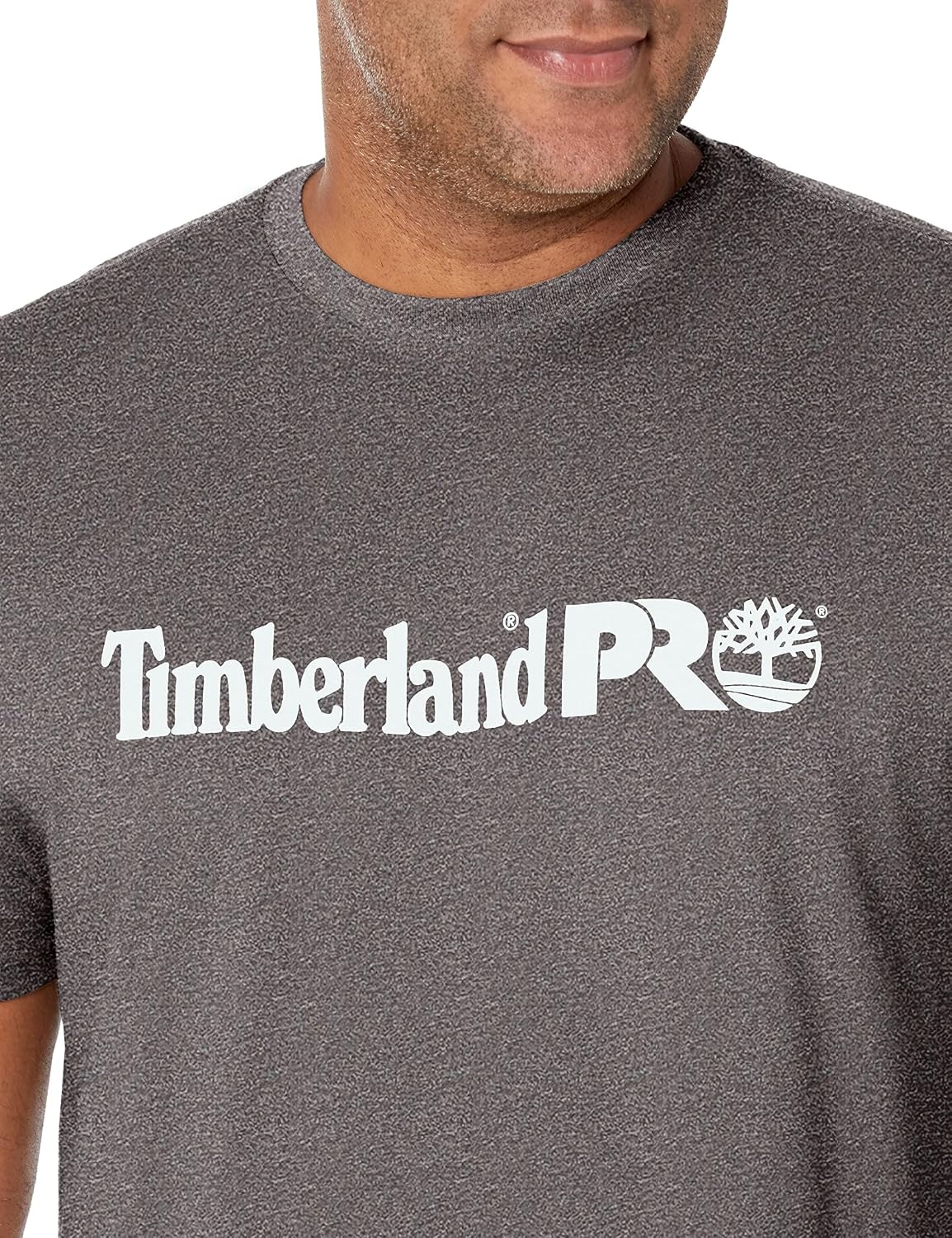 Timberland PRO Base Plate Short Sleeve T-Shirt with Logo(Dark Charcoal Heather)