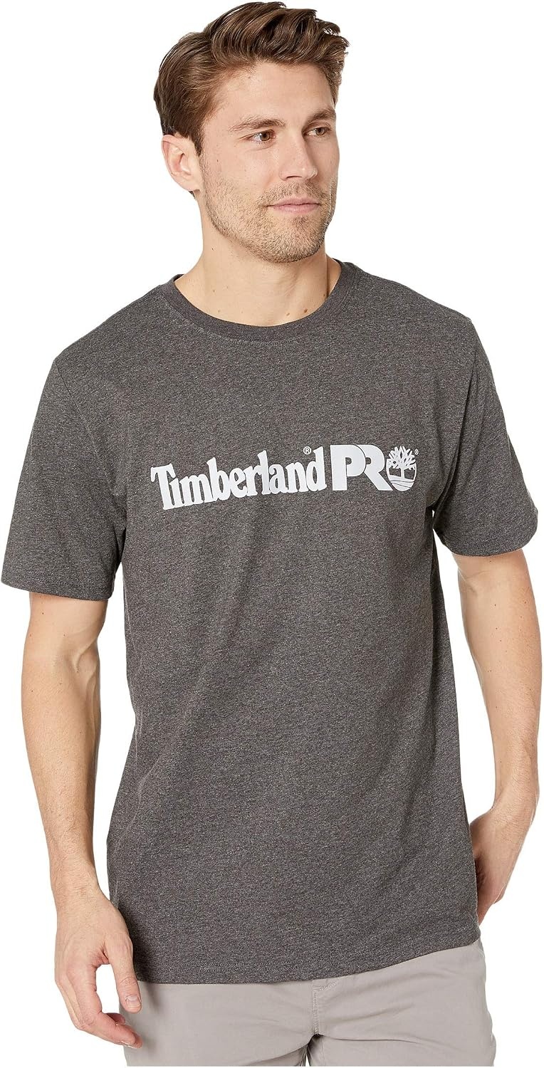 Timberland PRO Base Plate Short Sleeve T-Shirt with Logo(Dark Charcoal Heather)