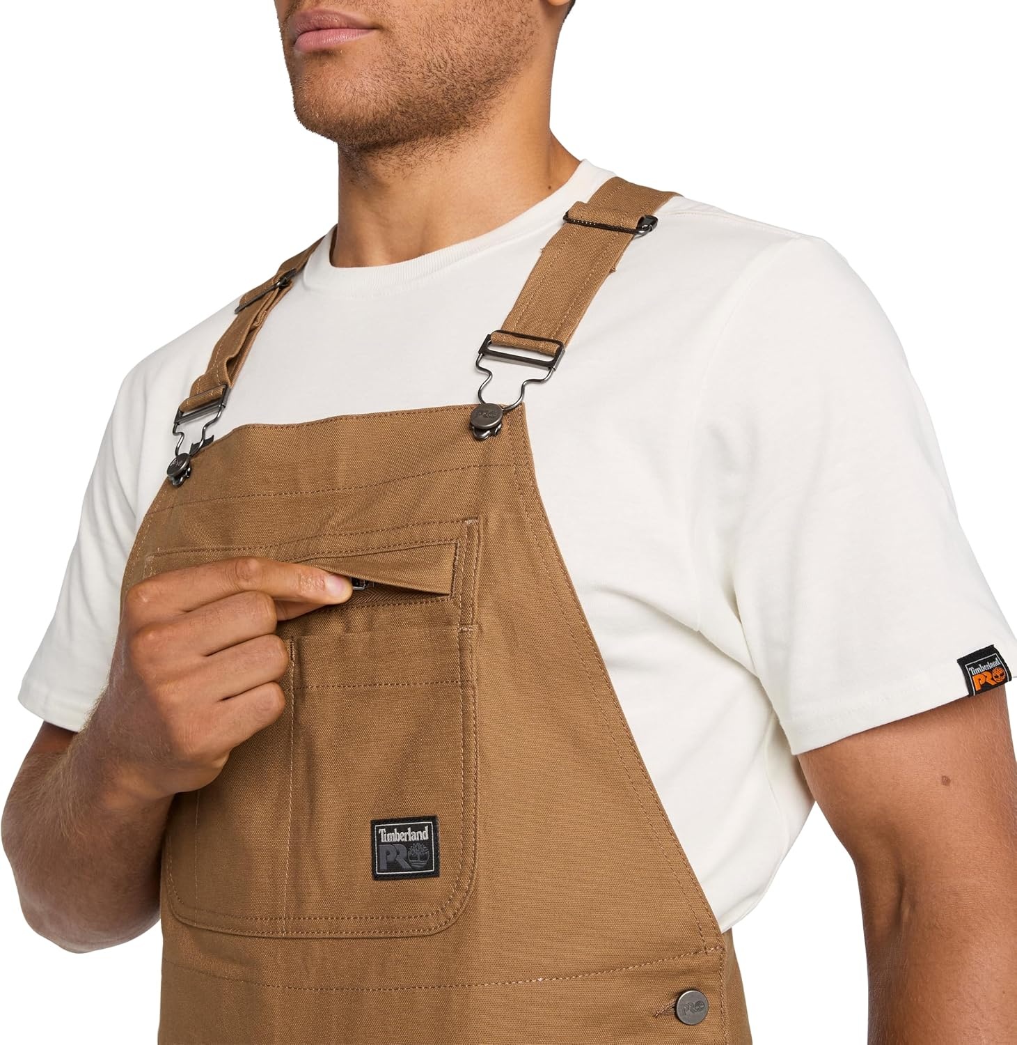 Timberland PRO mens Gritman Flex Canvas Bib(Dark Wheat)