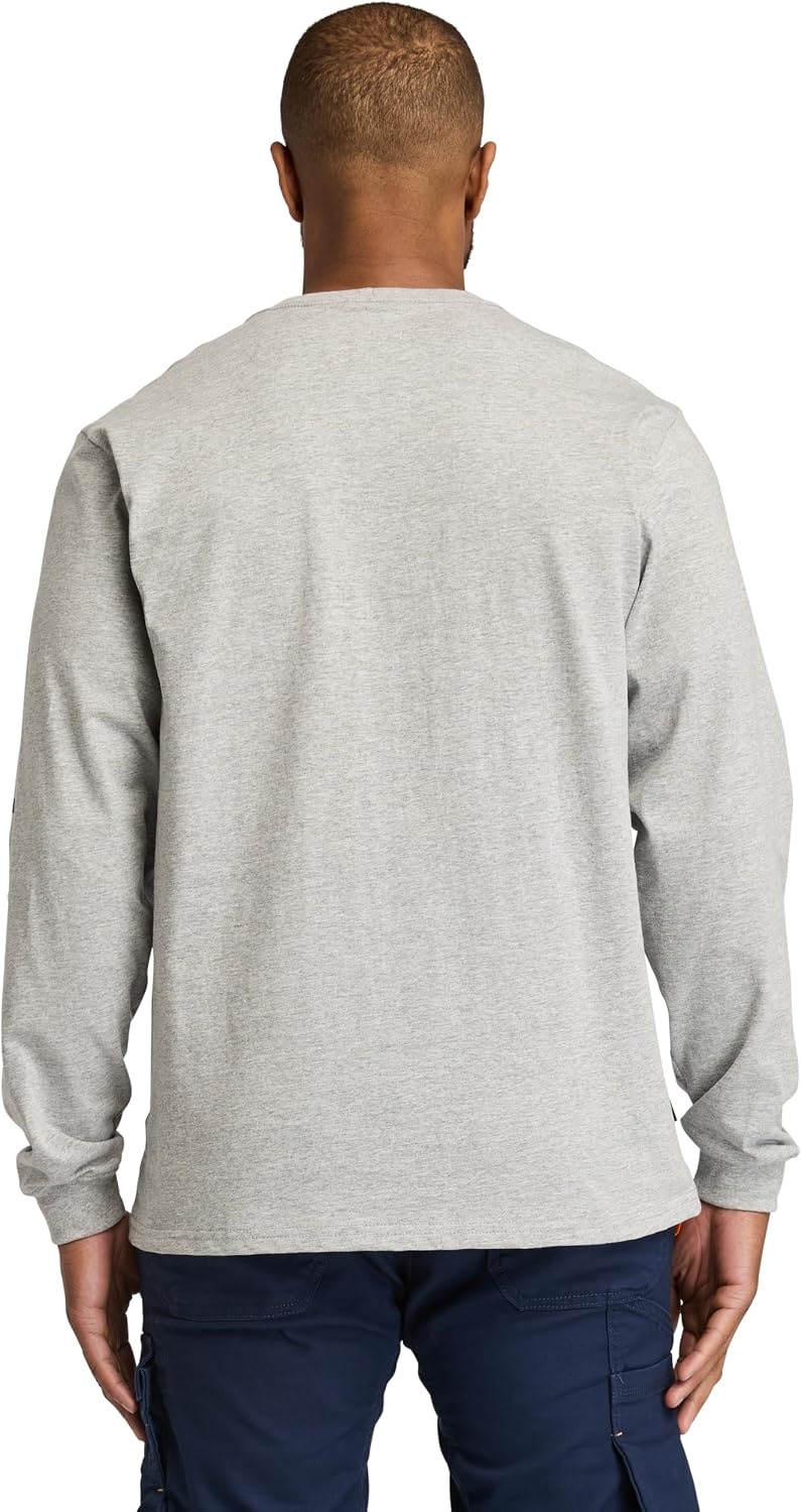 Timberland PRO Men’s Core Logo Long-Sleeve T-Shirt(Medium Grey Heather)