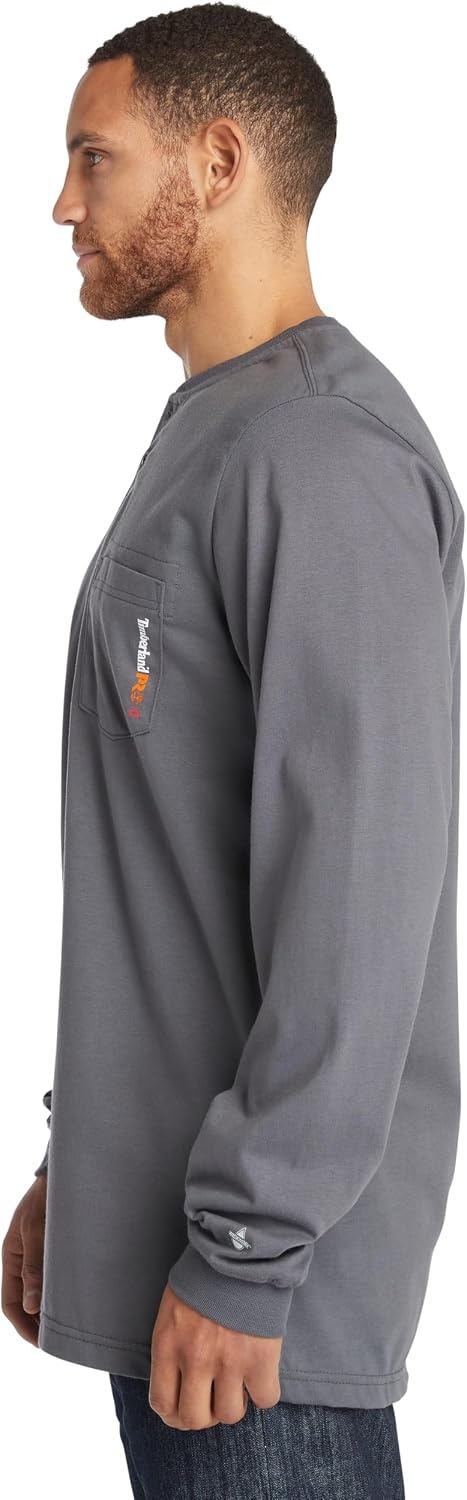 Timberland PRO FR Cotton Core Long Sleeve Henley with Pocket(Charcoal)