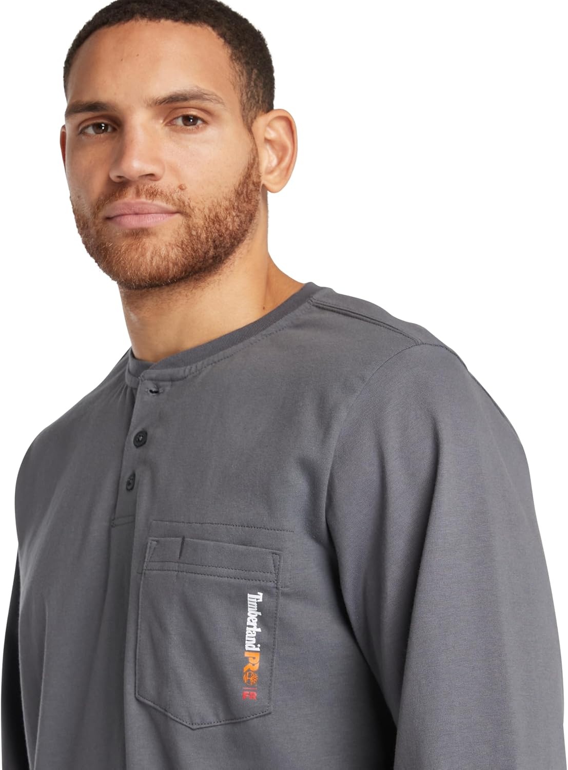 Timberland PRO FR Cotton Core Long Sleeve Henley with Pocket(Charcoal)