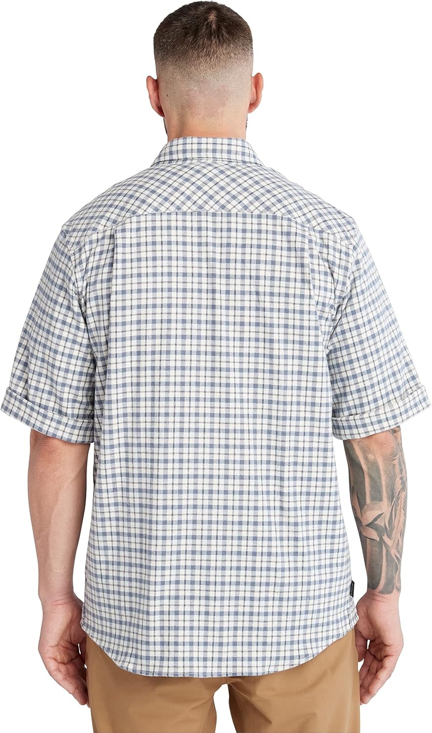 Timberland PRO Men’s Woodfort Short-Sleeve Lightweight Flannel Flex Shirt(Skyway Yd)