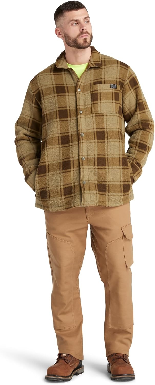 Timberland PRO Men’s Gritman Check Heavy-Weight Fleece Shirt(Burnt Olive Tartan)