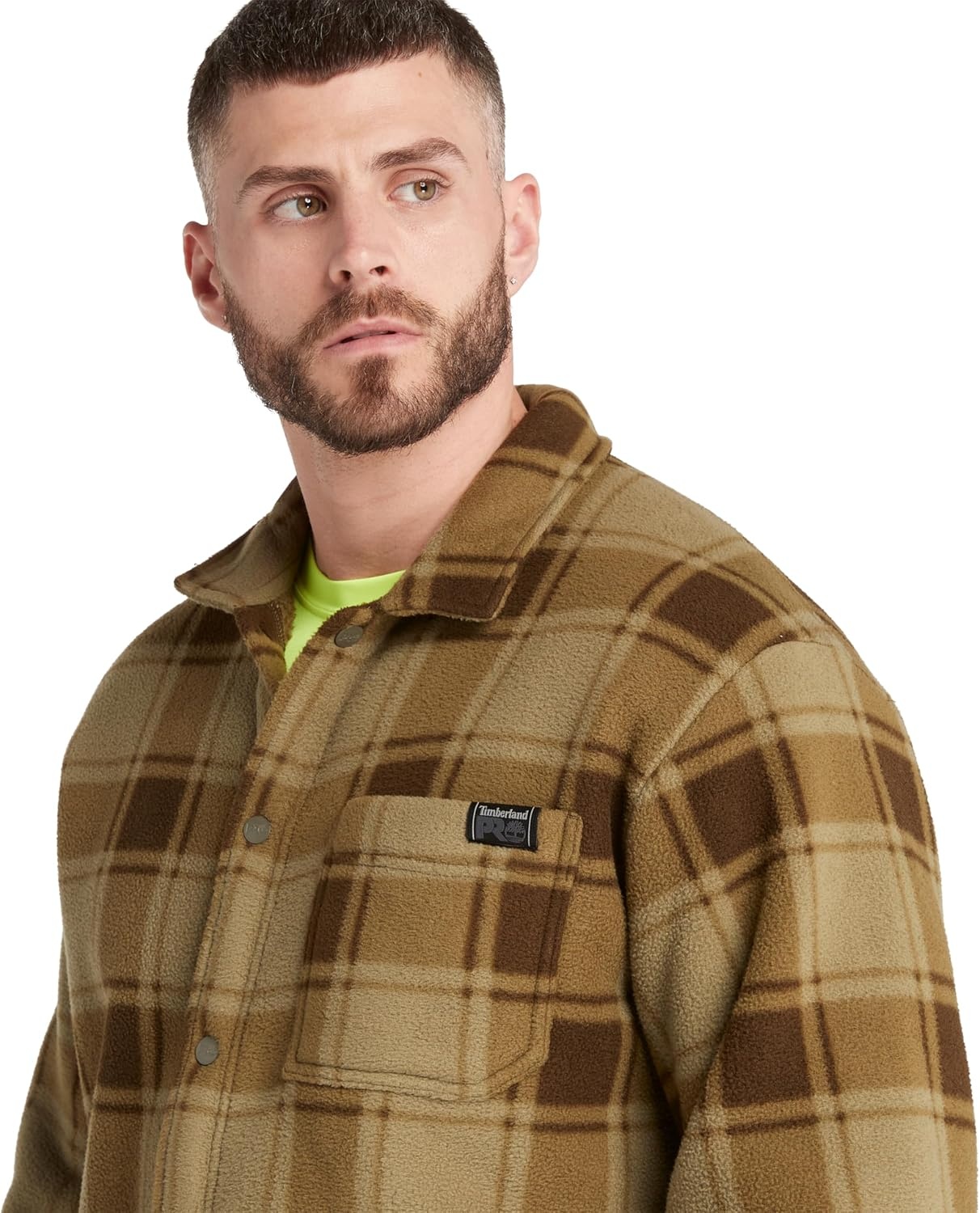 Timberland PRO Men’s Gritman Check Heavy-Weight Fleece Shirt(Burnt Olive Tartan)