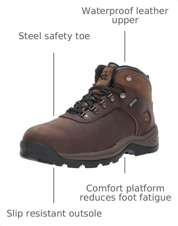 Timberland PRO Men’s Flume Mid Steel Safety Toe Waterproof Boots(Brown V1)