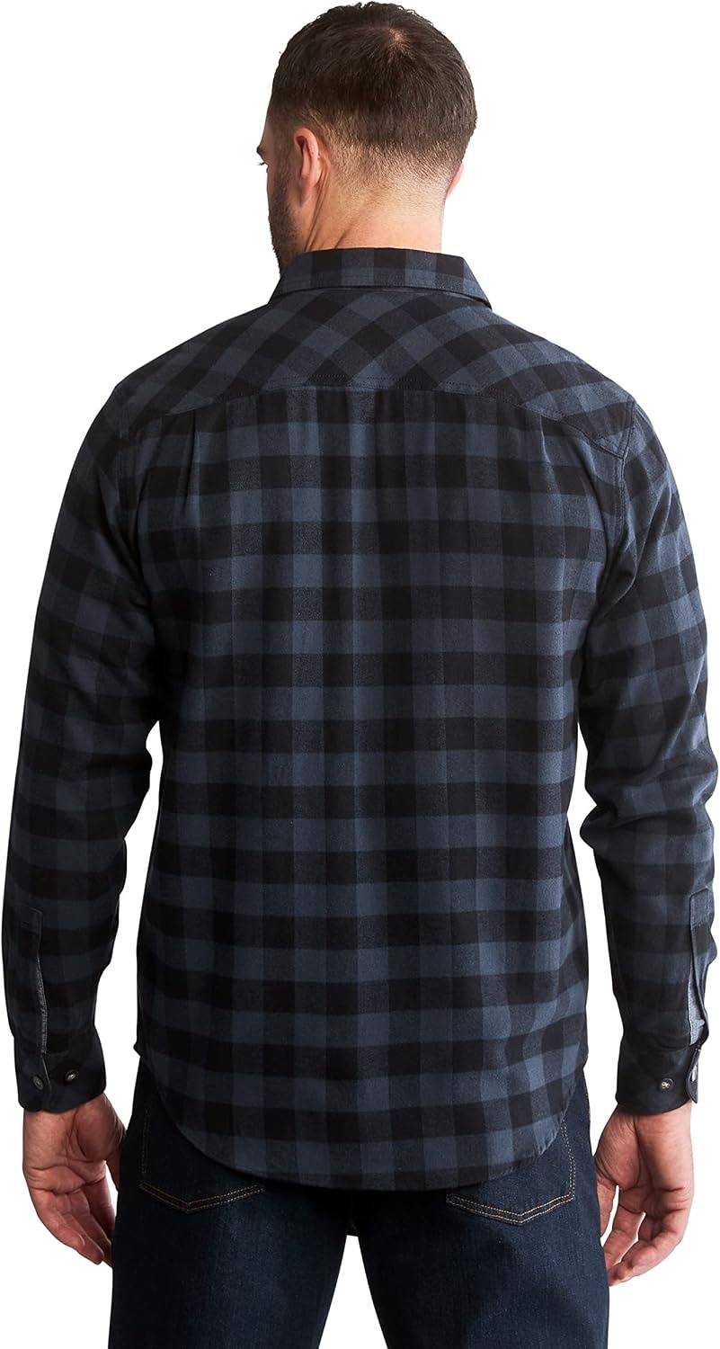 Timberland PRO Woodfort Mid-Weight Flannel Work Shirt(Navy Buffalo Check)