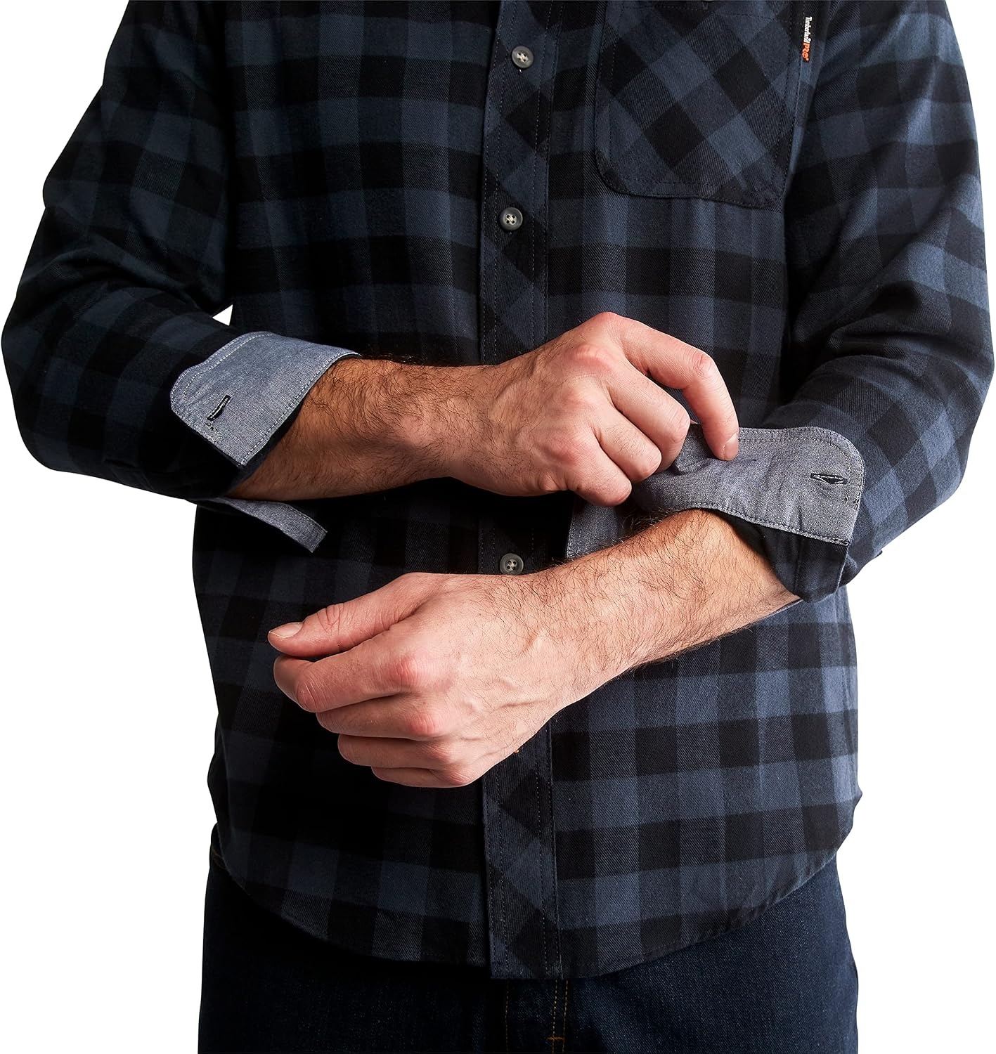 Timberland PRO Woodfort Mid-Weight Flannel Work Shirt(Navy Buffalo Check)