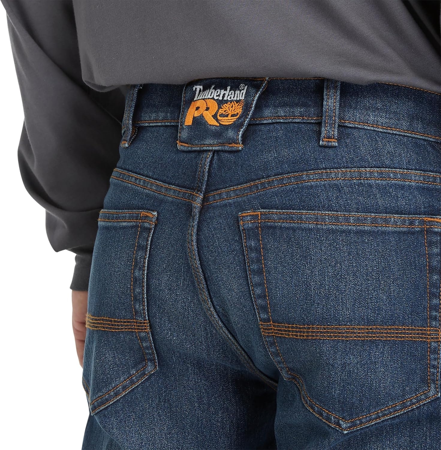 Timberland PRO Men’s Ballast Athletic Fit Flex 5 Pocket Jeans, Dark Wash with Sanding, 32W/32L