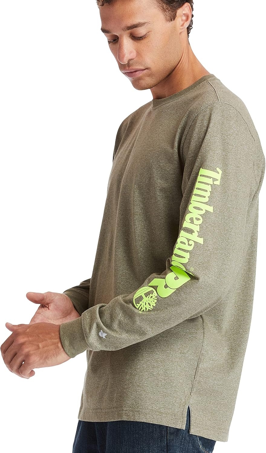 Timberland PRO Base Plate Blended Long Sleeve T-Shirt with Logo(Burnt Olive Heather)