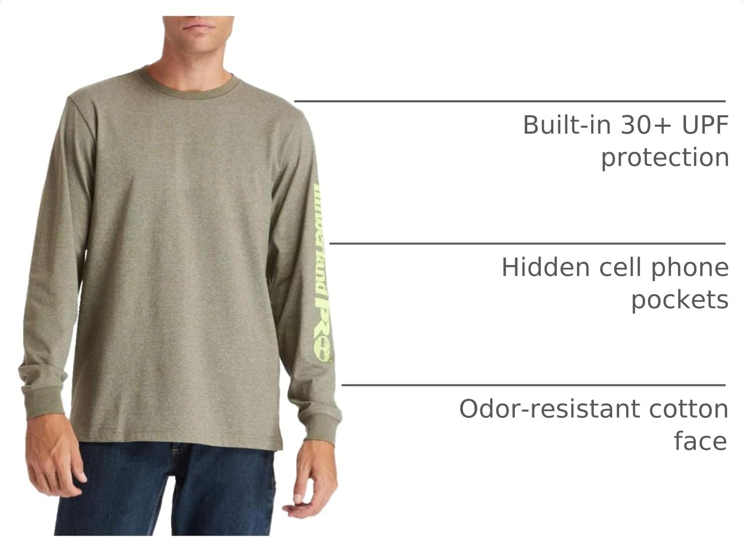 Timberland PRO Base Plate Blended Long Sleeve T-Shirt with Logo(Burnt Olive Heather)