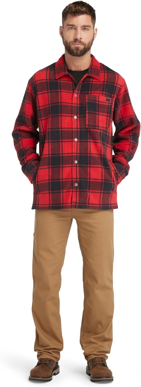 Timberland PRO Men’s Gritman Check Heavy-Weight Fleece Shirt(Chili Pepper Tartan)