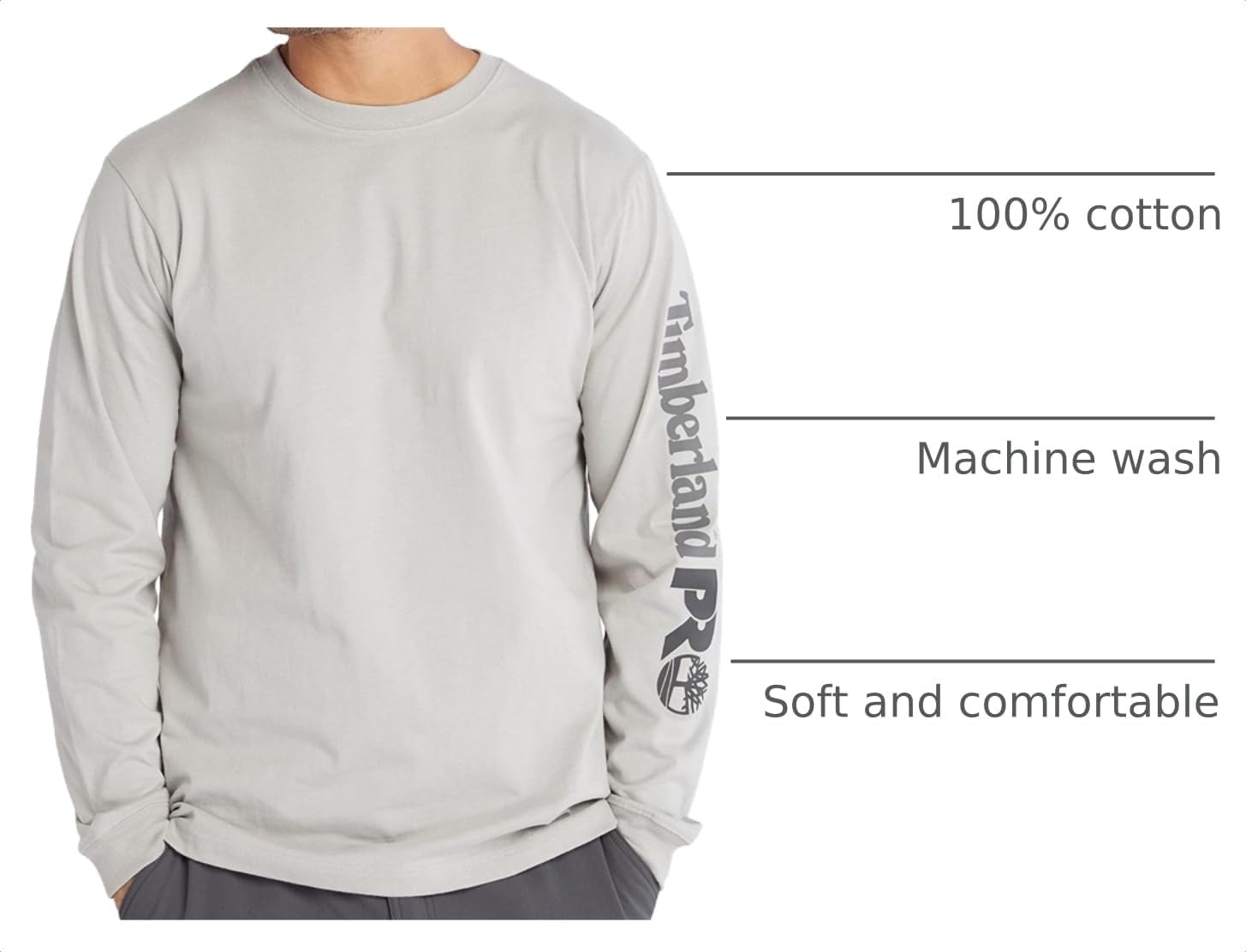 Timberland PRO Men’s Core Logo Long-Sleeve T-Shirt(Paloma)