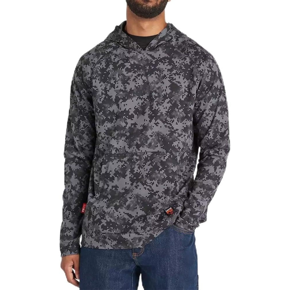 Timberland PRO Men’s A1V8Z Flame-Resistant Cotton Core Hoodie – Large – Black Digital Print