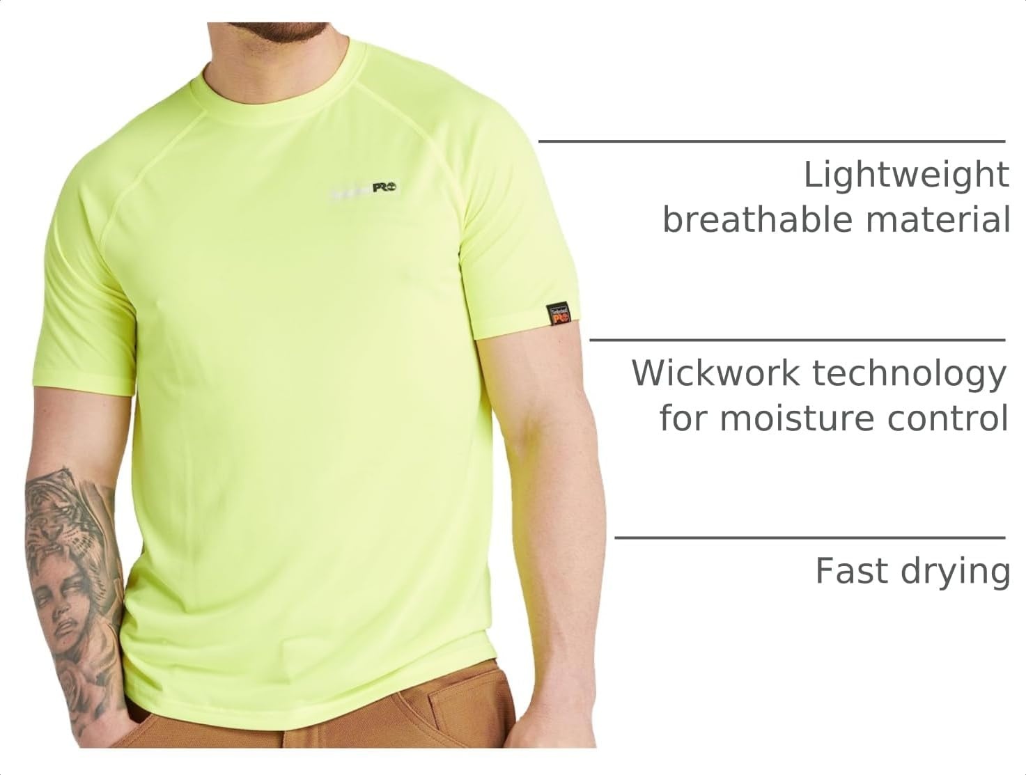 Timberland PRO Men’s Wicking Good Short-Sleeve T-Shirt 2.0(Bright Yellow)