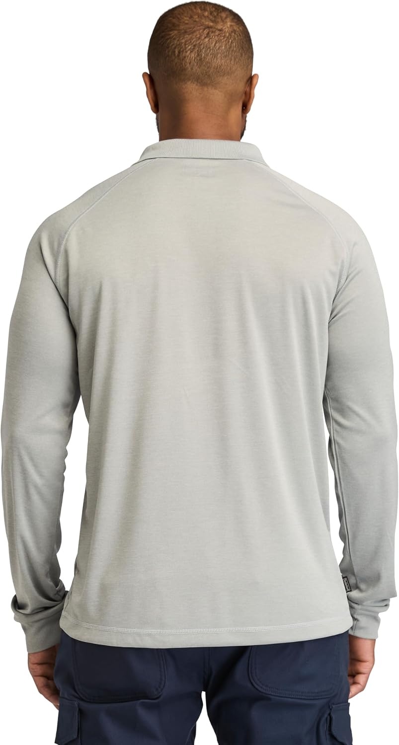 Timberland PRO Men’s Wicking Good Long-Sleeve Polo(Medium Grey Heather)