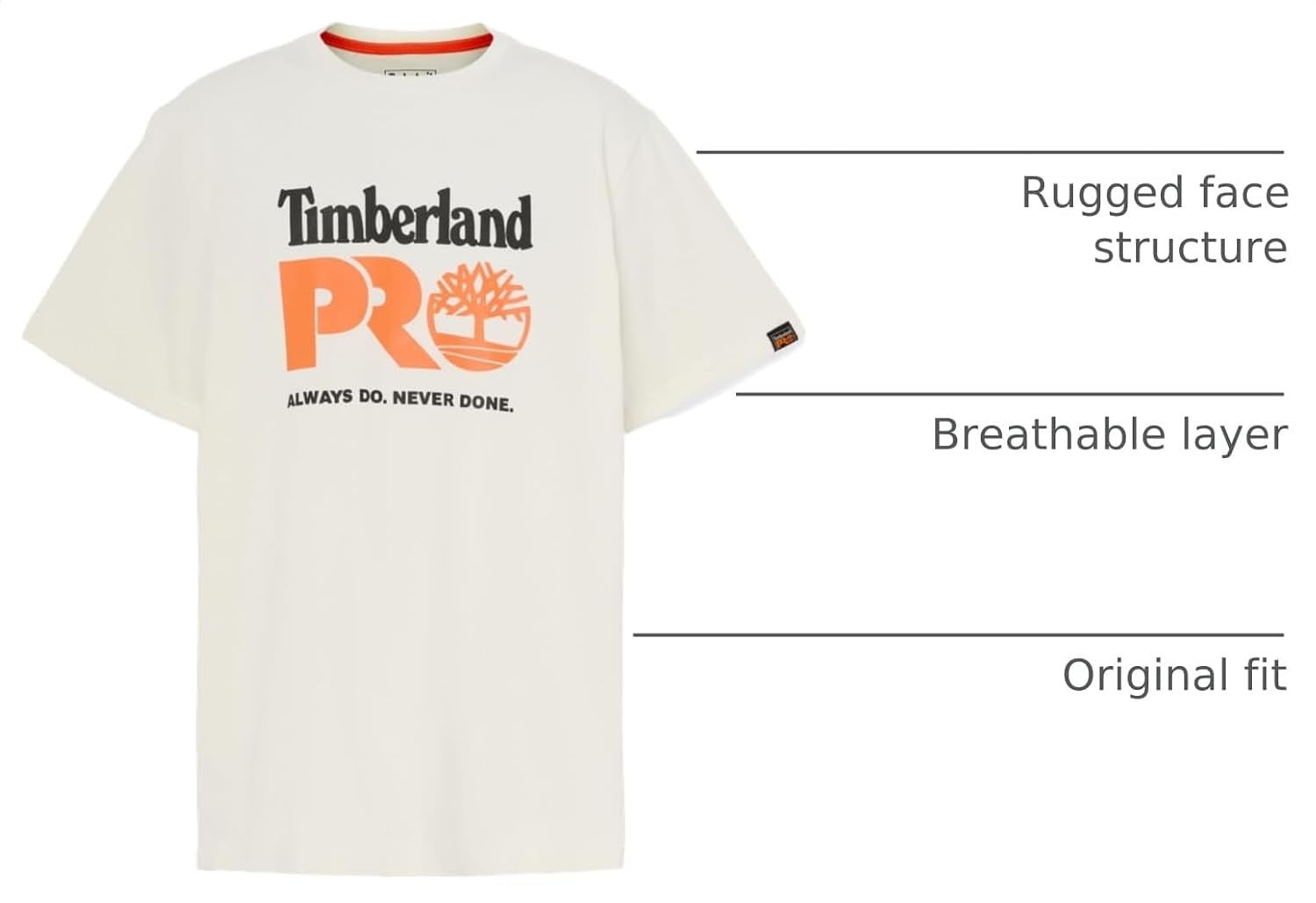 Timberland PRO Men’s Core Chest Logo Short-Sleeve T-Shirt(Vintage White)