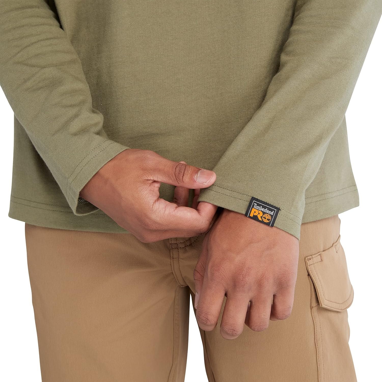 Timberland PRO Men’s Core Refelctive Pro Logo Long-Sleeve T-Shirt(Burnt Olive)