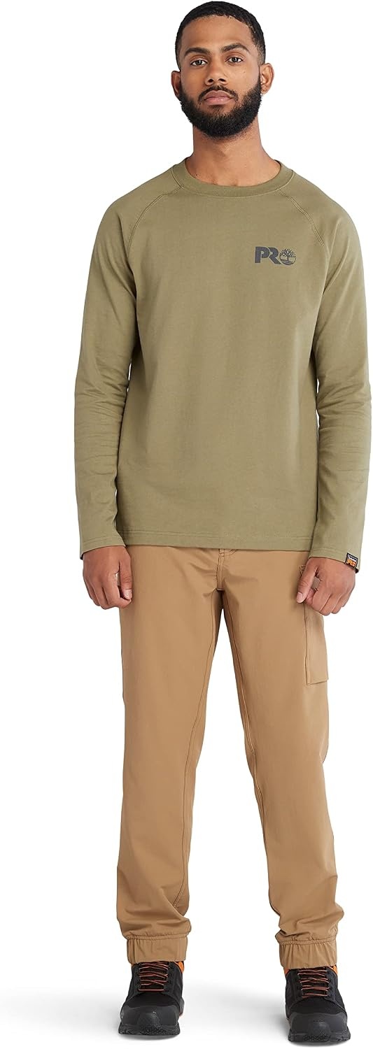 Timberland PRO Men’s Core Refelctive Pro Logo Long-Sleeve T-Shirt(Burnt Olive)