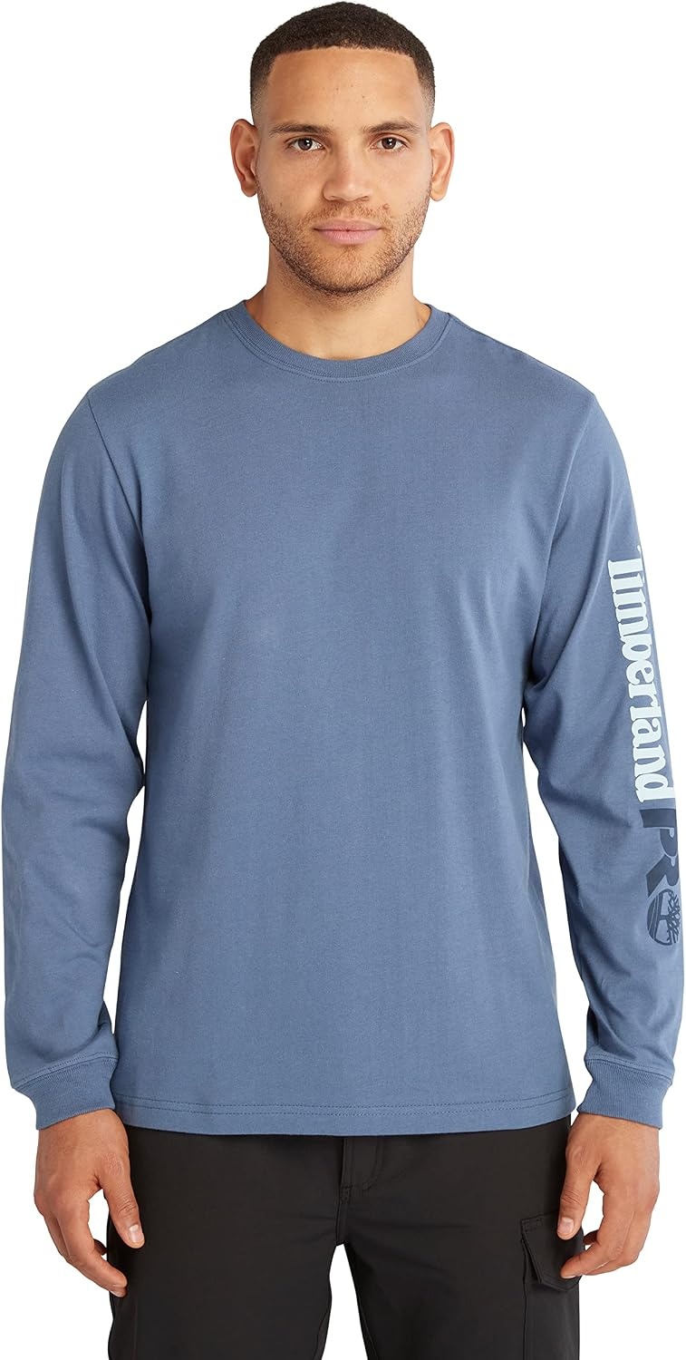 Timberland PRO Men’s Core Logo Long-Sleeve T-Shirt(Vintage Indigo)