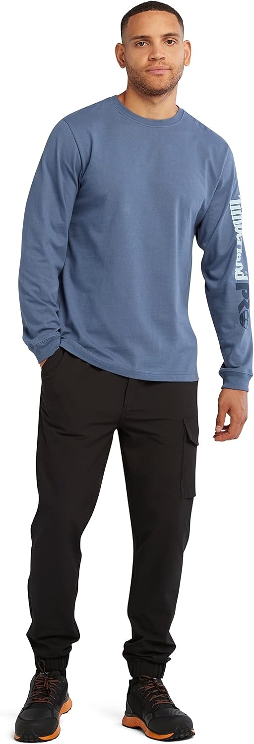Timberland PRO Men’s Core Logo Long-Sleeve T-Shirt(Vintage Indigo)
