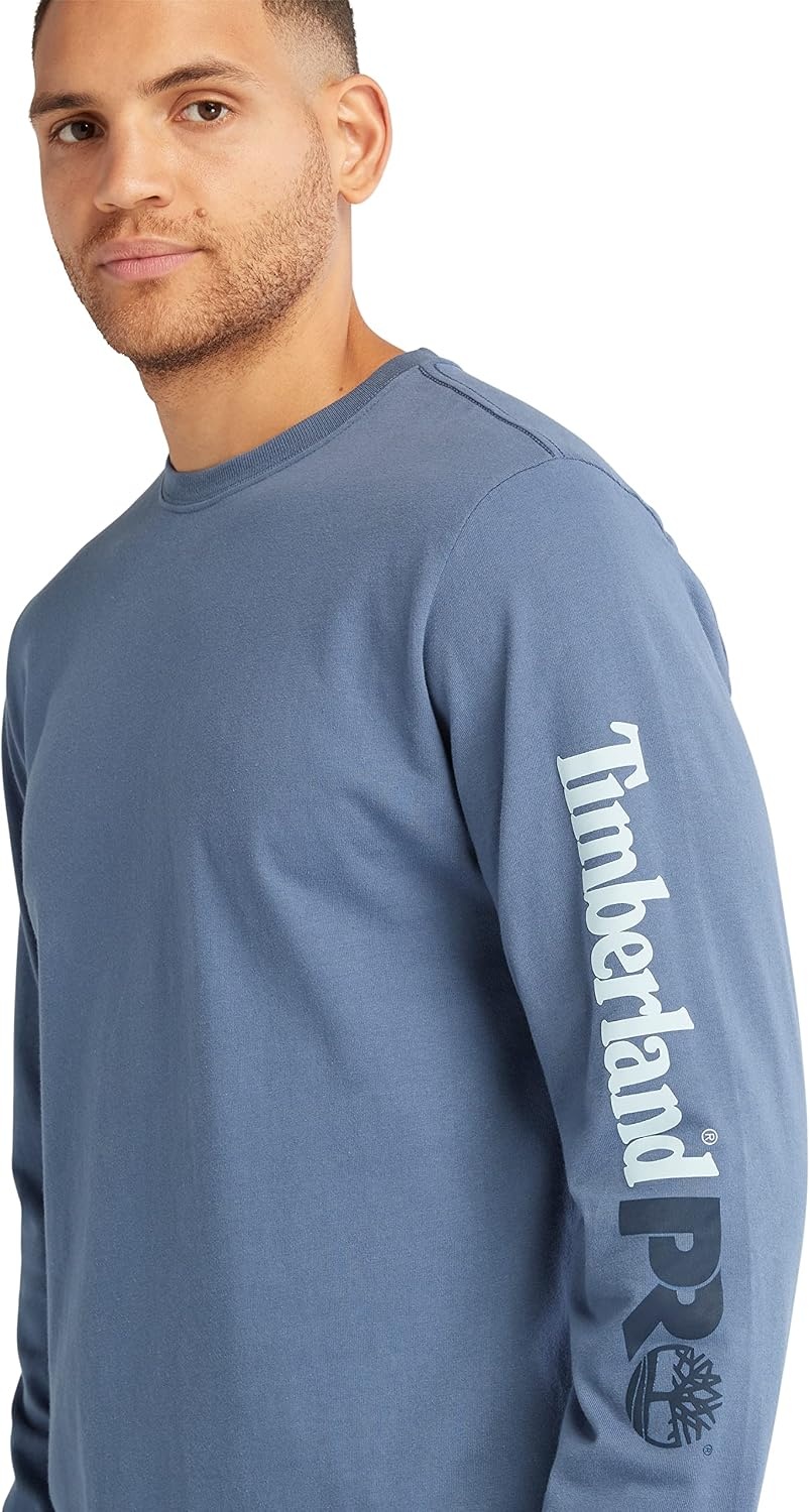 Timberland PRO Men’s Core Logo Long-Sleeve T-Shirt(Vintage Indigo)