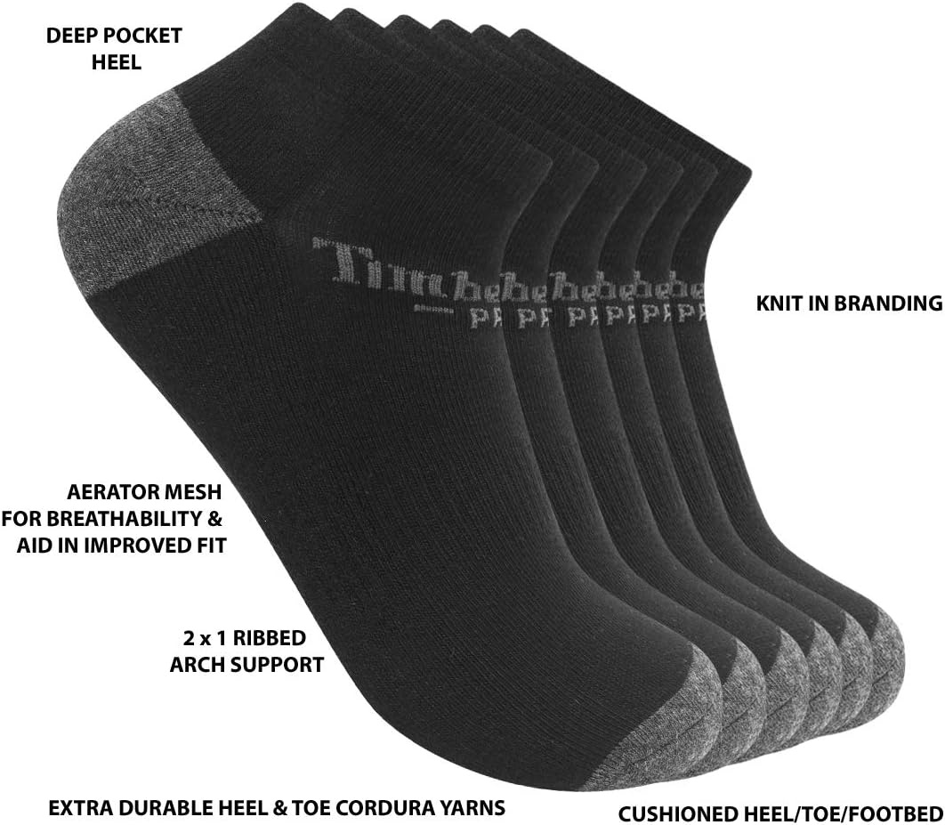 Timberland PRO mens 6-pack Performance Low Cut Socks(Black)