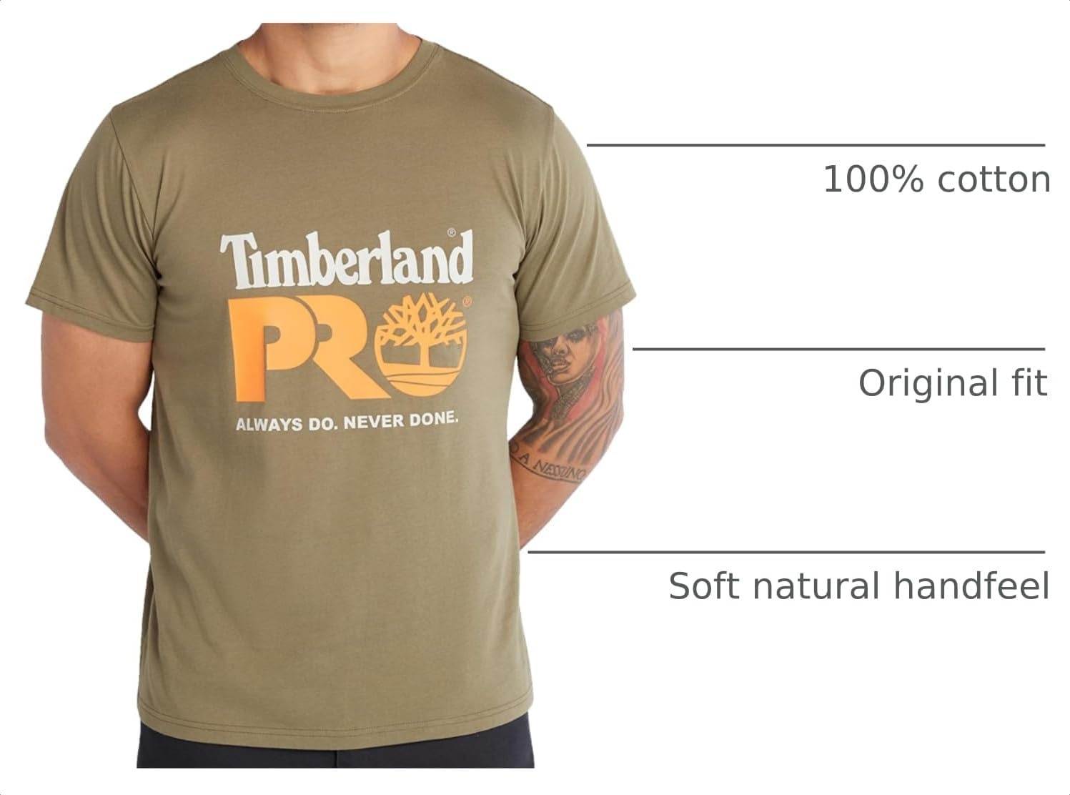 Timberland PRO Men’s Core Chest Logo Short-Sleeve T-Shirt(Burnt Olive)