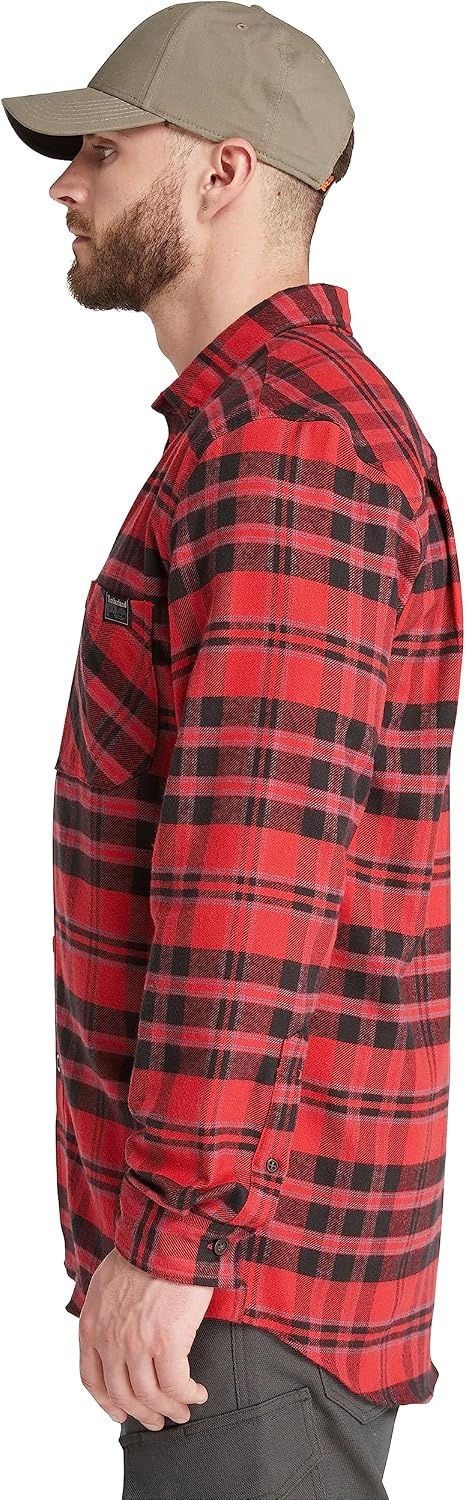 Timberland PRO Men’s Woodfort Mid-Weight Flannel Shirt 2.0(Chili Pepper Yd)