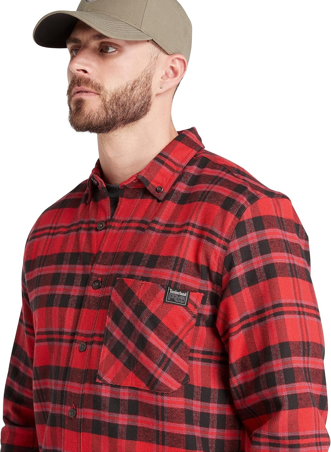 Timberland PRO Men’s Woodfort Mid-Weight Flannel Shirt 2.0(Chili Pepper Yd)