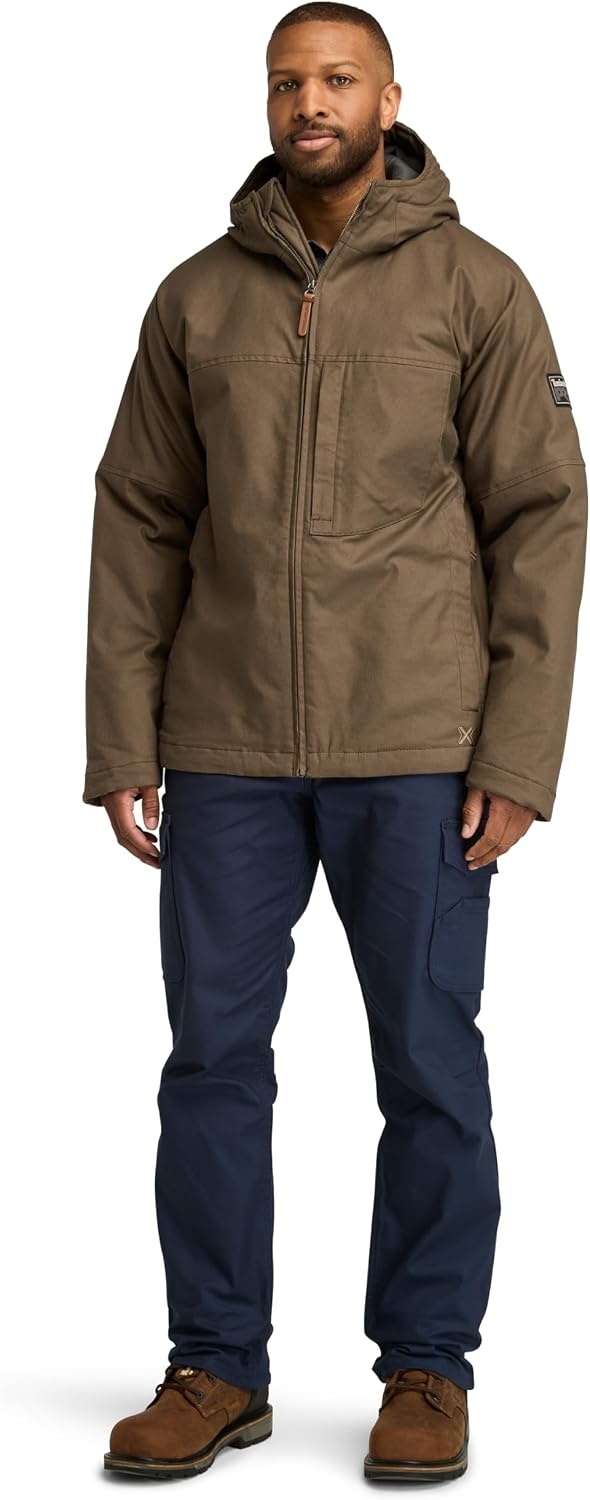 Timberland PRO Men’s Gritman Flex Canvas Hooded Jacket(Dark Earth)