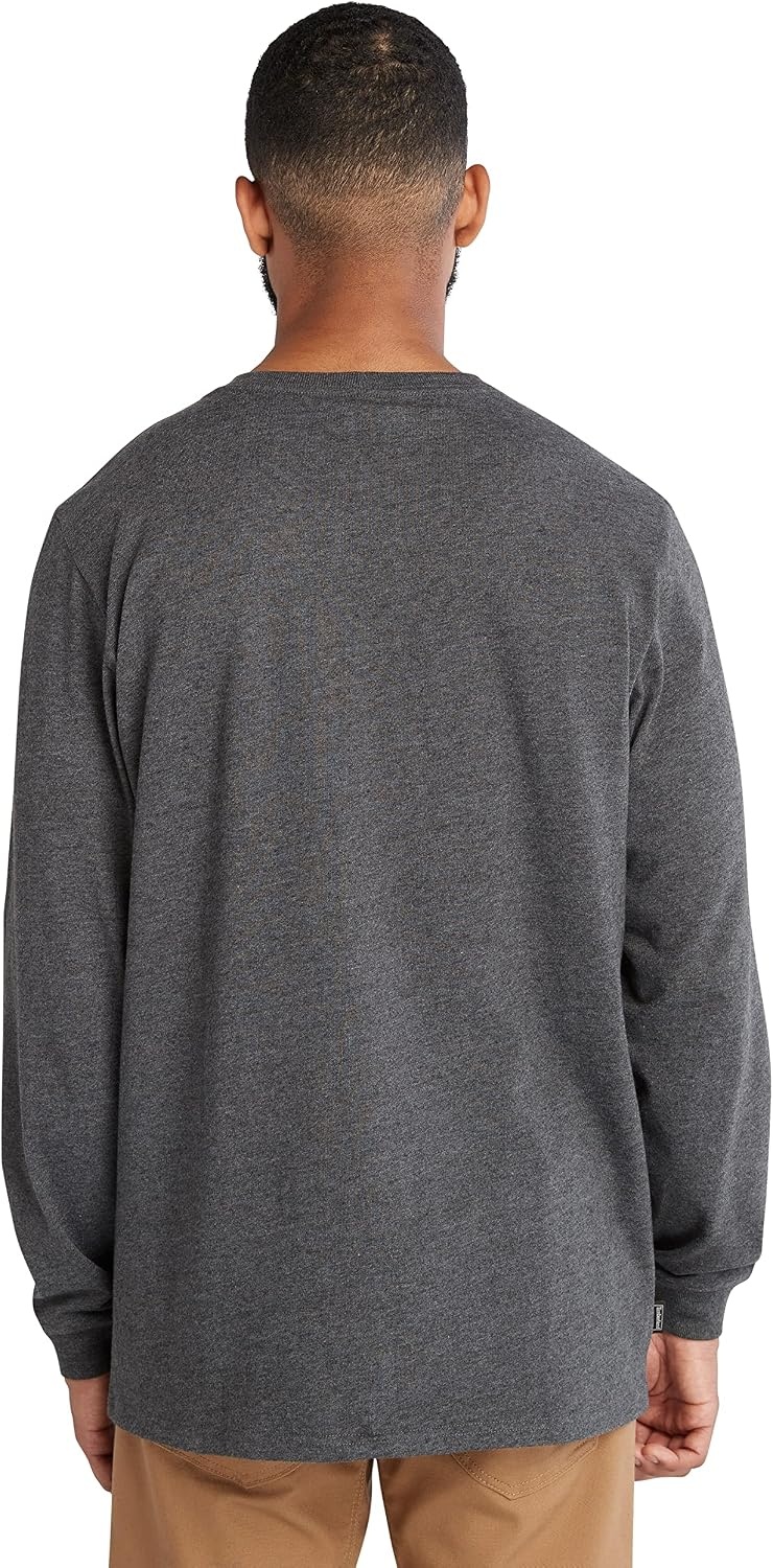 Timberland PRO Men’s Core Logo Long-Sleeve T-Shirt(Deepest Grey Heather)