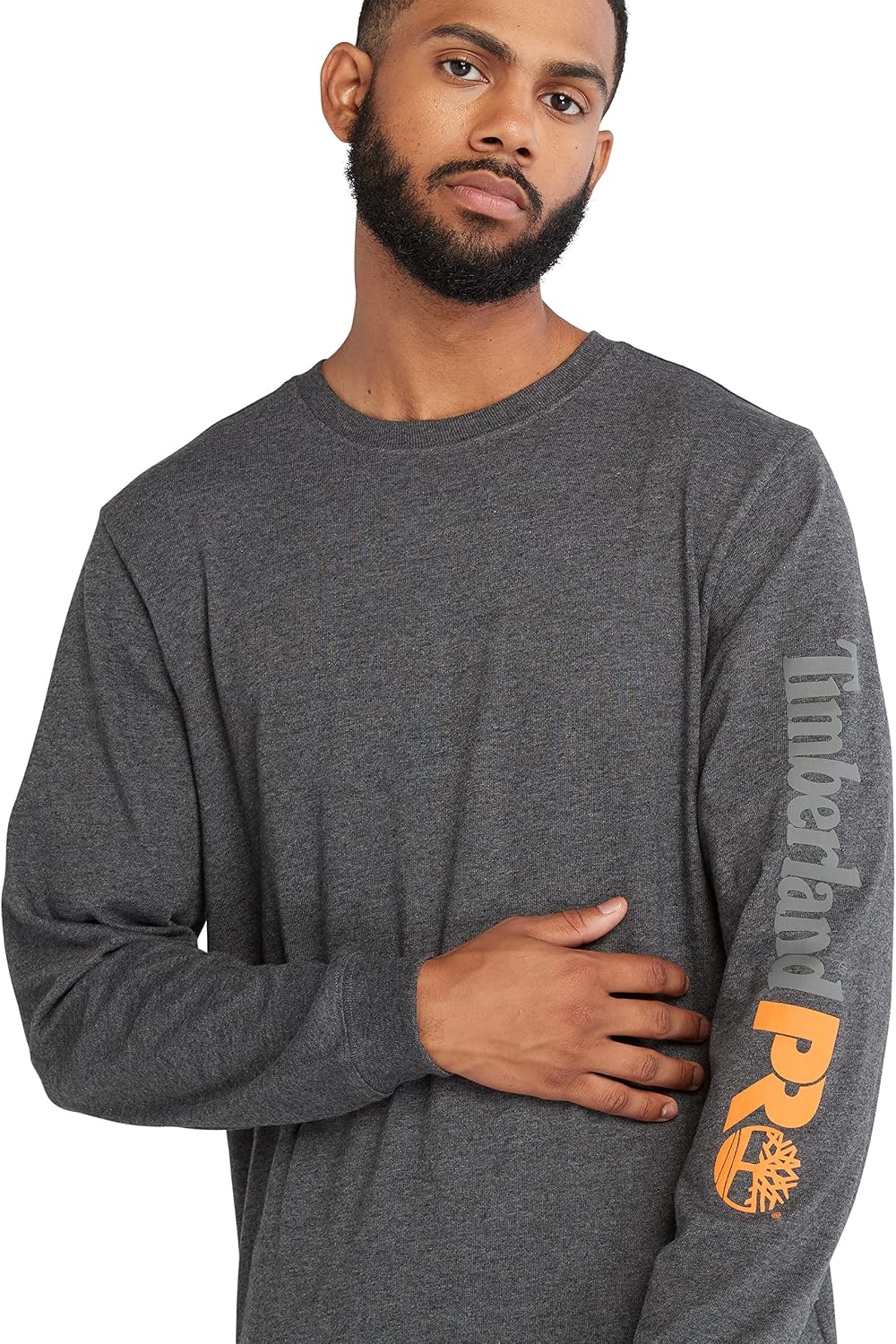 Timberland PRO Men’s Core Logo Long-Sleeve T-Shirt(Deepest Grey Heather)