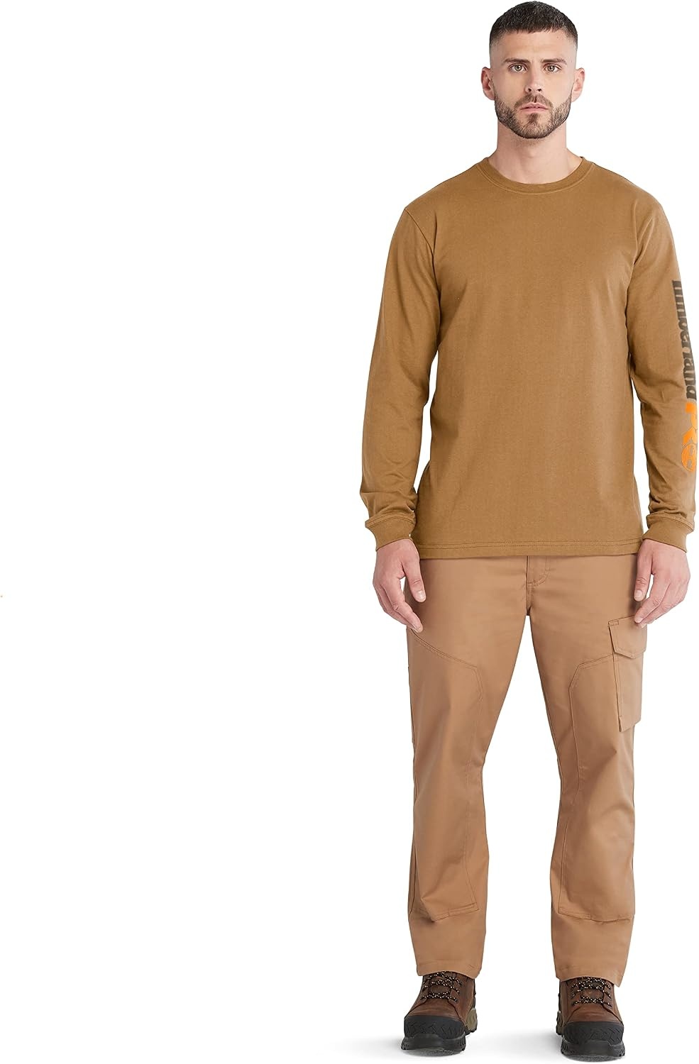 Timberland PRO Men’s Core Logo Long-Sleeve T-Shirt(Dark Wheat)