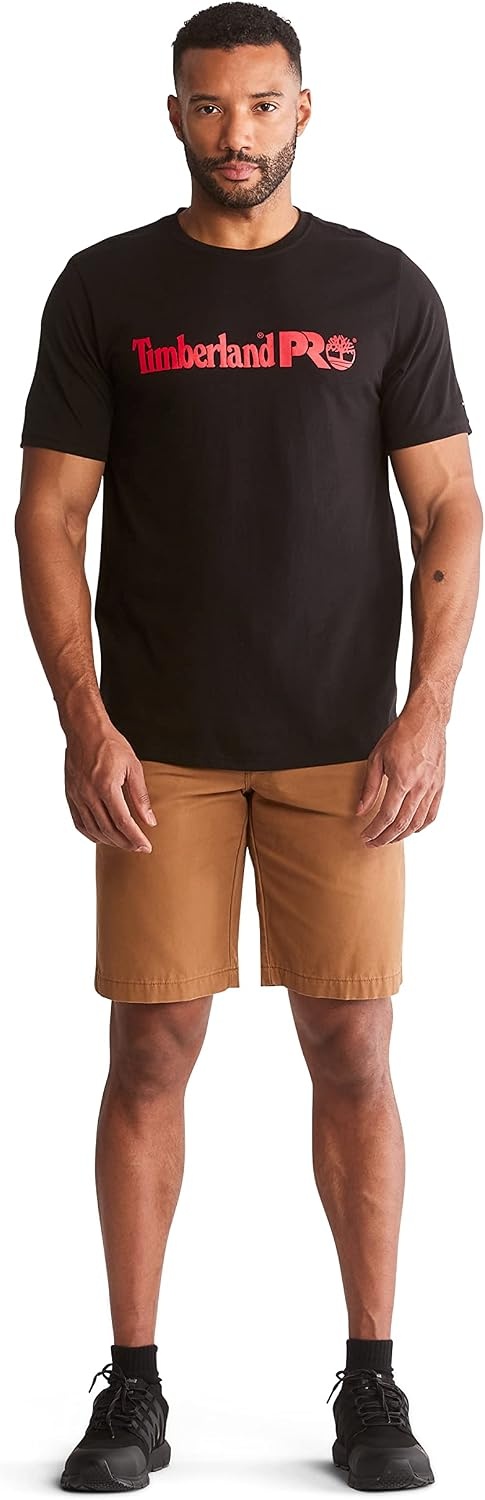 Timberland PRO Base Plate Short Sleeve T-Shirt with Logo(Black/Classic Red)