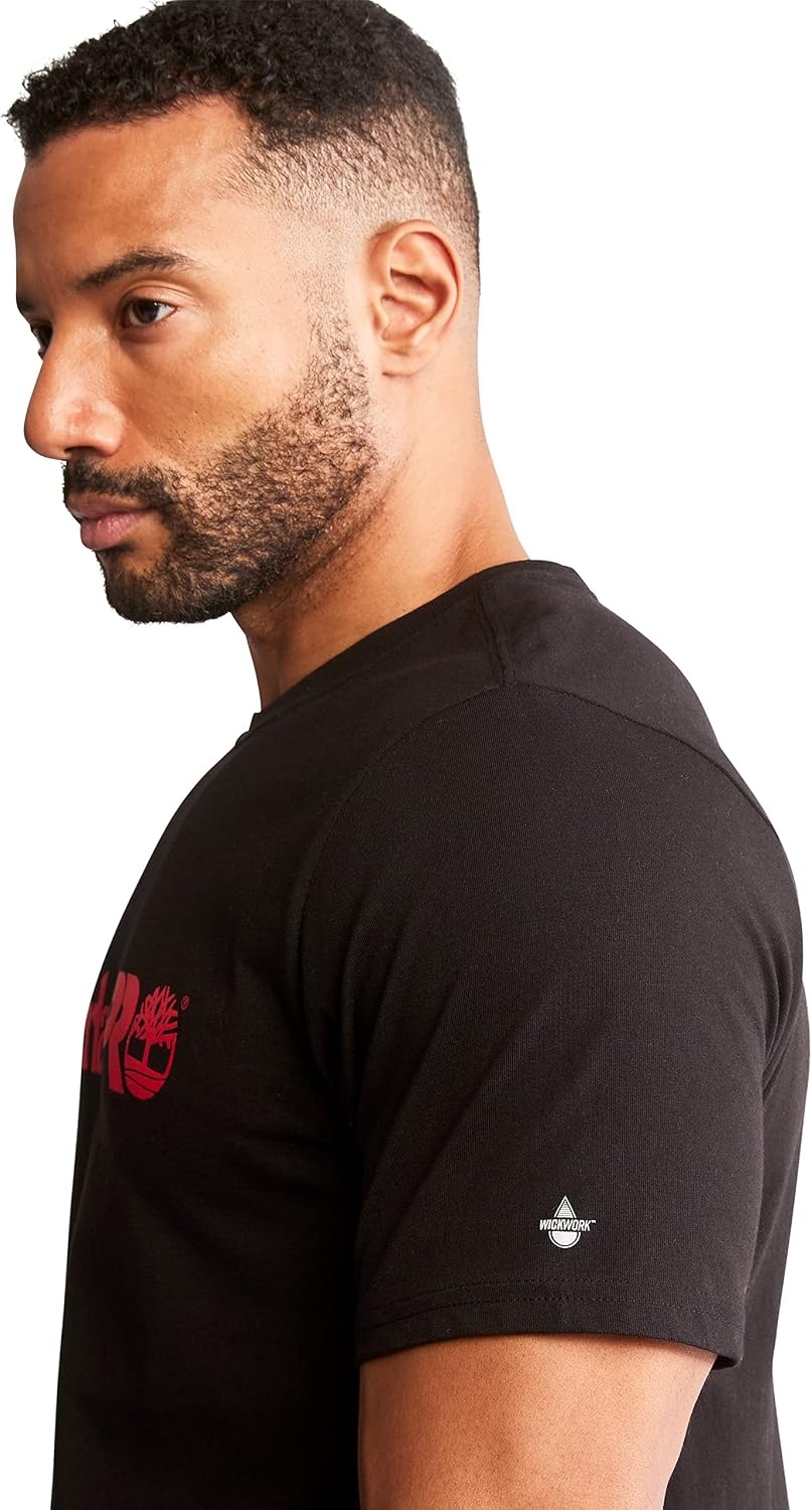 Timberland PRO Base Plate Short Sleeve T-Shirt with Logo(Black/Classic Red)