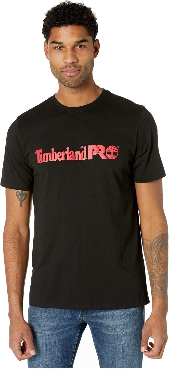 Timberland PRO Base Plate Short Sleeve T-Shirt with Logo(Black/Classic Red)