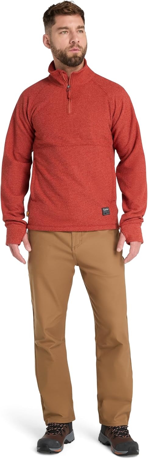Timberland PRO Men’s Irvine 1/4-zip Waffle Fleece(Cinnabar Heather)