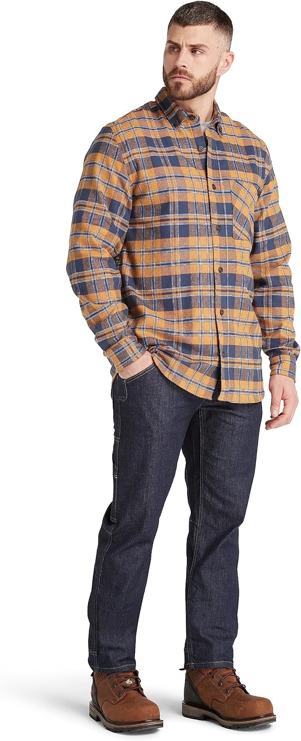 Timberland PRO Men’s Woodfort Mid-Weight Flannel Shirt 2.0(Wheat Boot Yd)
