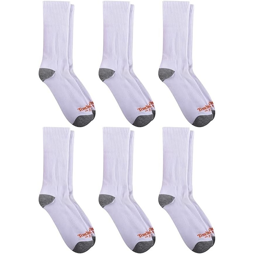 Timberland PRO Men’s 6-pack Performance Crew Length Socks(White)