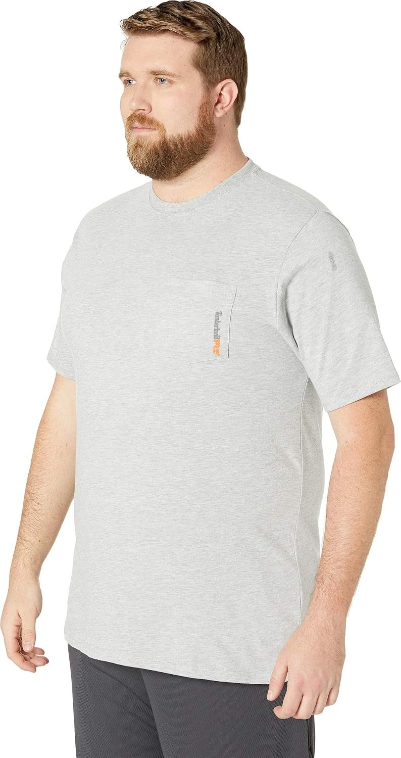 Timberland PRO Men’s Base Plate Blended Short-Sleeve T-Shirt(Light Grey Heat)