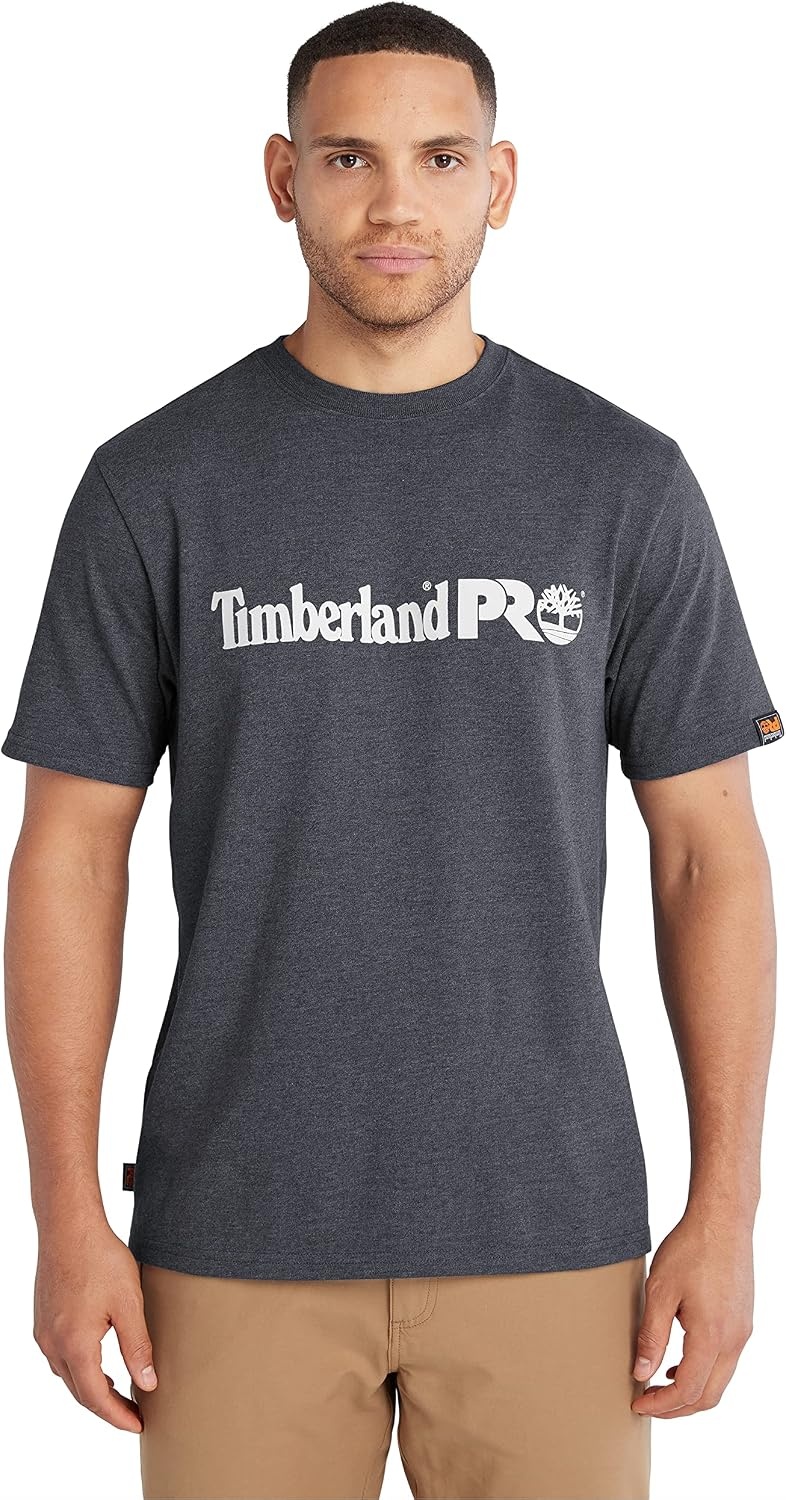 Timberland PRO Unisex-Adult Core Linear Logo Timberland PRO Men’s Core Short-Sleeve T-Shirt, Black Iris Heather, 3X-Large(Deepest Grey Heather)