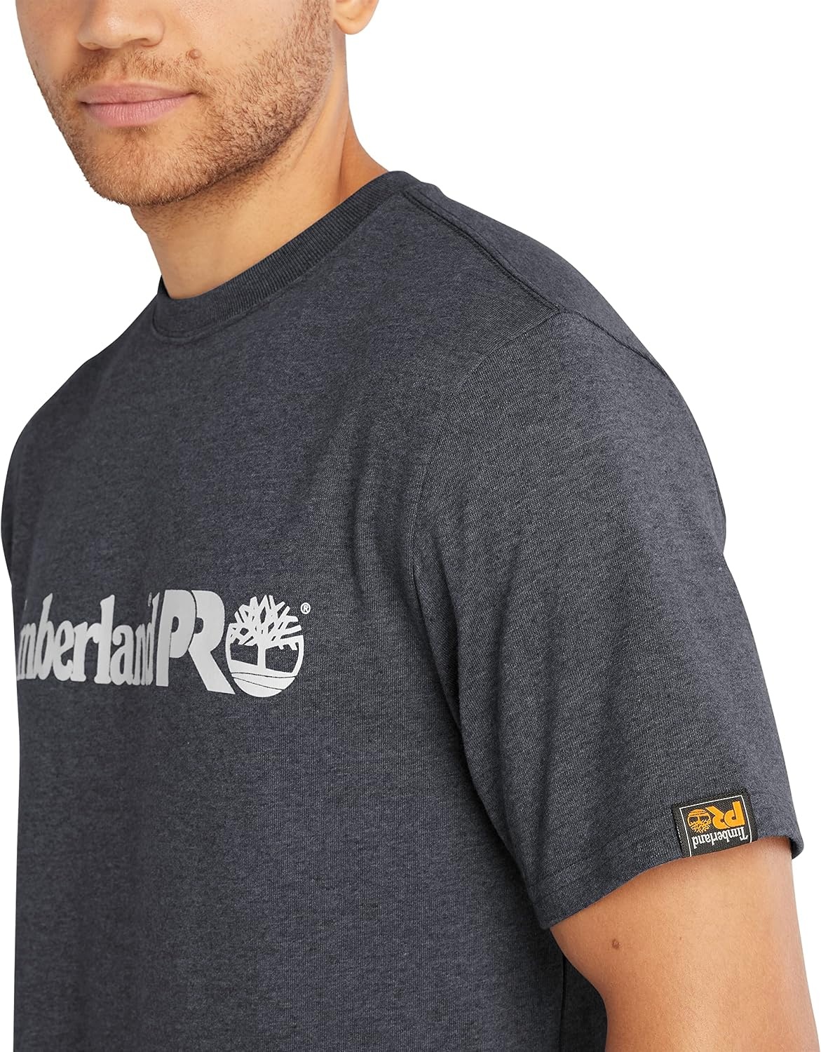 Timberland PRO Unisex-Adult Core Linear Logo Timberland PRO Men’s Core Short-Sleeve T-Shirt, Black Iris Heather, 3X-Large(Deepest Grey Heather)