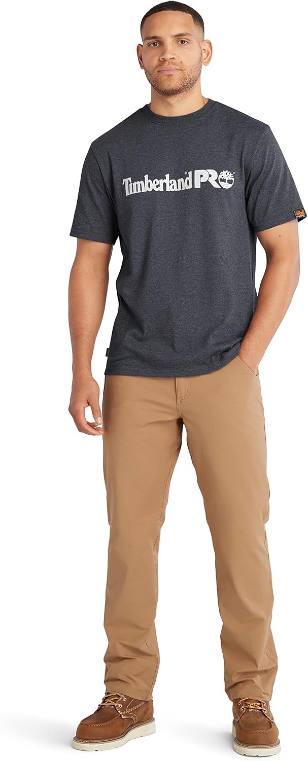 Timberland PRO Unisex-Adult Core Linear Logo Timberland PRO Men’s Core Short-Sleeve T-Shirt, Black Iris Heather, 3X-Large(Deepest Grey Heather)