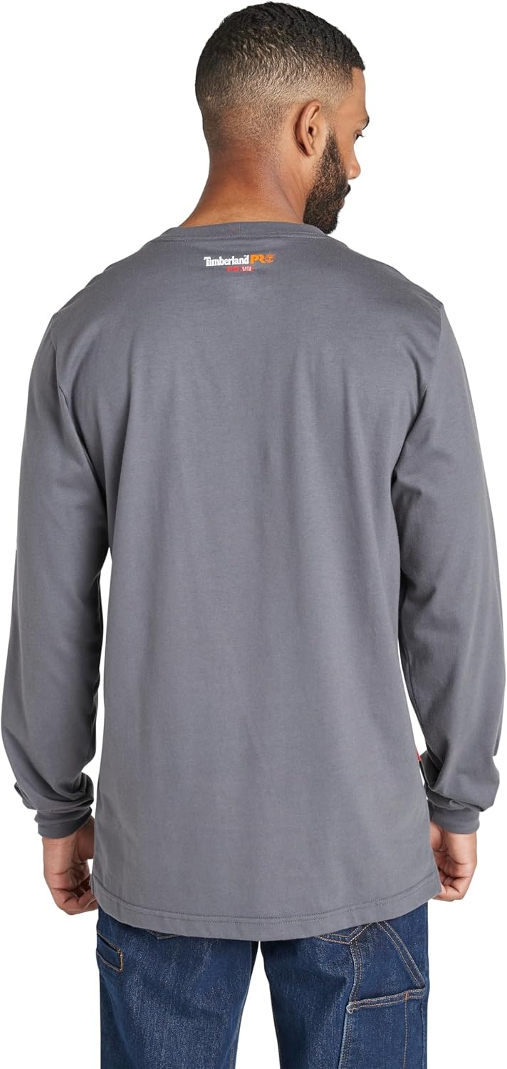 Timberland PRO Men’s Fr Cotton Core Flame Resistant Long-Sleeve Logo T-Shirt(Charcoal)
