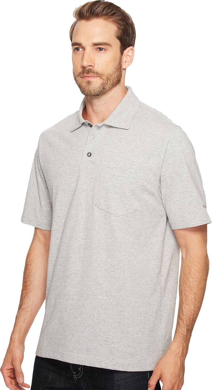 Timberland PRO Men’s Base Plate Blended Short-Sleeve Polo(Light Grey Heather)