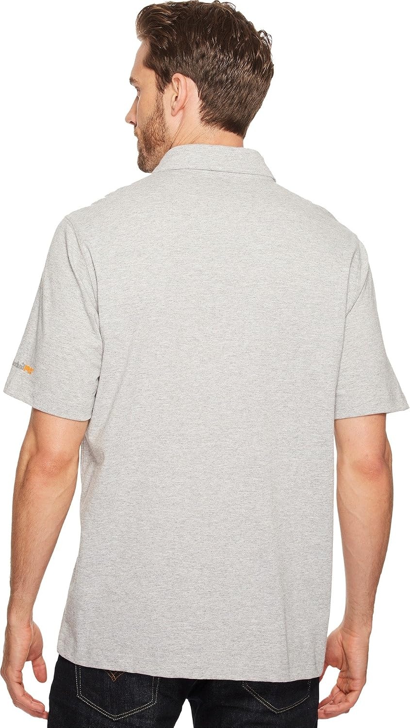 Timberland PRO Men’s Base Plate Blended Short-Sleeve Polo(Light Grey Heather)